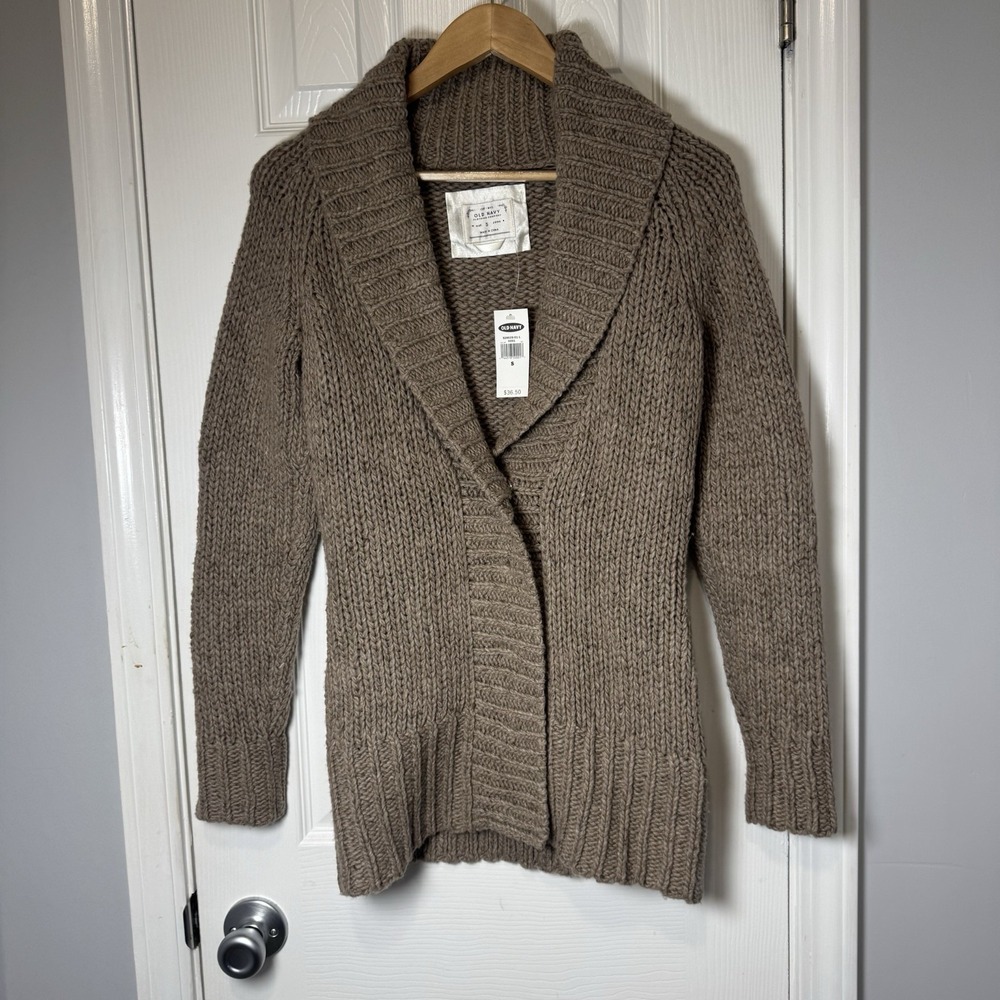 Y2K Old Navy Cardigan Sweater Small S Brown Chunky Whimsigoth Boho Indie NWT